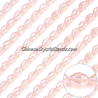 Chinese Barrel Shaped crystal beads,Pink AB, 4X6MM, 72 Beads