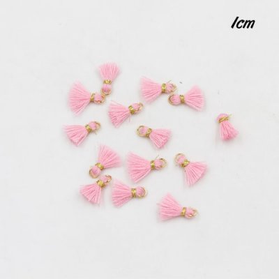 100 pcs of Mini Tassels, Handmade Silky Tassels, 10mm, pink