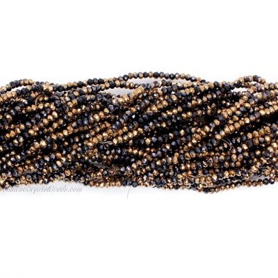 10 strands 2x3mm chinese crystal rondelle beads black half copper about 1700pcs