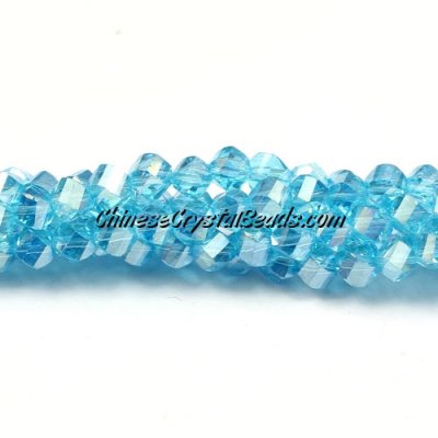 4mm Crystal Helix Beads Strand Aqua AB, about 100 beads