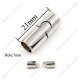 Brass Magnetic Clasps, Tube, 21x9mm, platinum, half-drilled hole, hole:7mm, 1pcs
