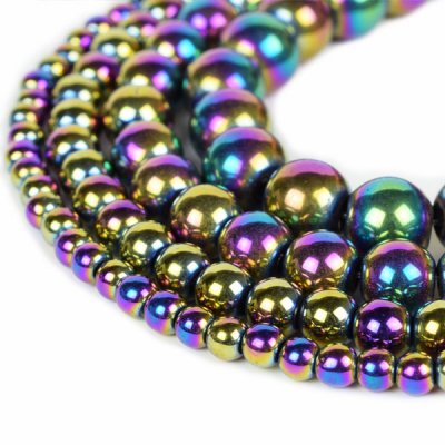 Rainbow Hematite Beads 4mm 6mm 8mm 10mm 12mm Loose Gemstone Round 15 Inch