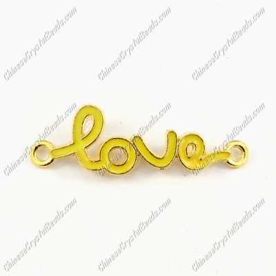 Love Links Connectors Pendants charm, 12x39mm, gold plated, yellow, 1pcs