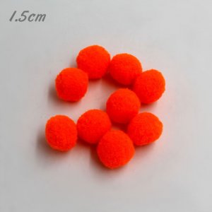 50Pcs 15mm Craft Fluffy Pom Poms Bobble ball, neon orange color