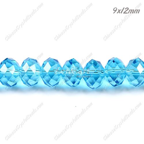 35Pcs 9x12mm Chinese Crystal Rondelle Bead Strand, lt aqua