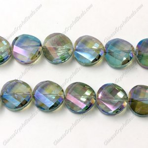 Crystal Twist Bead Strand, 14mm, green light, 10 beads