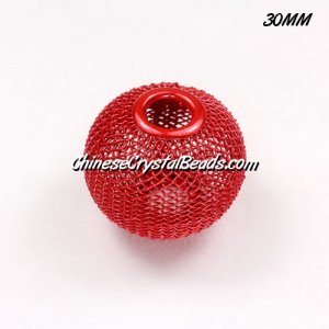 30mm RED Mesh Bead, Basketball Wives, 1 pieces