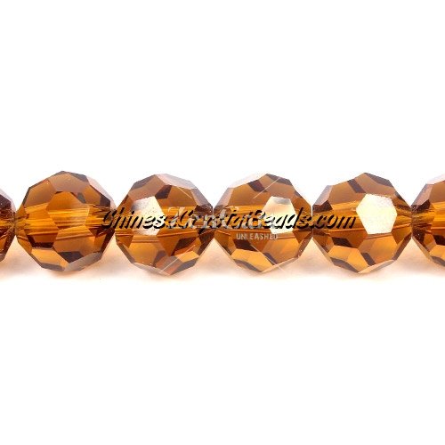 Crystal Disco Round Beads, smoker topaz, 32fa, 12mm, 16 beads