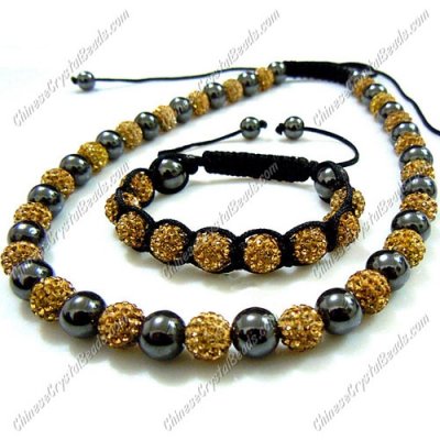 Pave set, Champagne, 10mm clay pave beads, Necklace, bracelet
