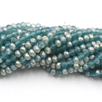 4x6mm matte lt.Emerald Half silver Chinese Crystal Rondelle Beads about 95 beads