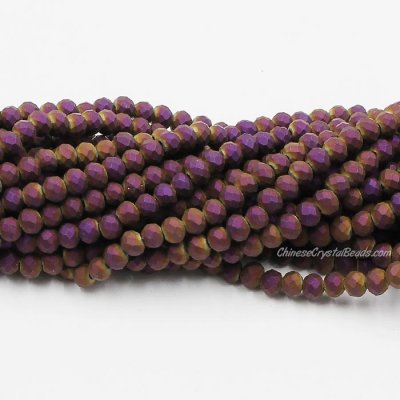 130Pcs 3x4mm matte rondelle crystal beads purple light