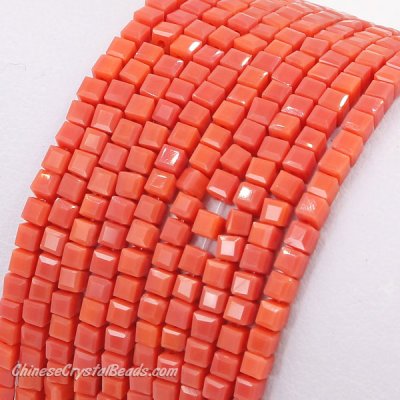2x2mm cube crytsal beads, opaque coral, 180pcs