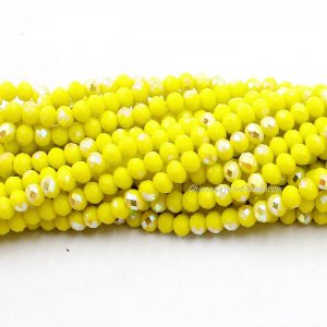 4x6mm Opaque yellow half AB Chinese Crystal Rondelle Beads about 95 beads