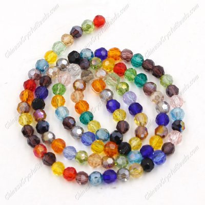 Chinese Crystal Round Strand, 4mm, Multi Color, about 100 beads