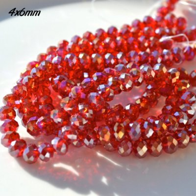 4x6mm Chinese Crystal Rondelle Beads, Siam AB, about 95 Pcs