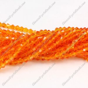 Chinese Crystal 4mm Bicone Bead Strand, Orange, about 100 beads