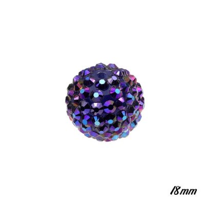 18mm Crystal Disco Ball Acrylic Rhinestone Sapphire/plum 1 bead