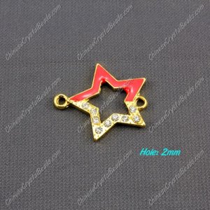 pave crystal star charms, 27x24mm, gold plated, 1 pieces