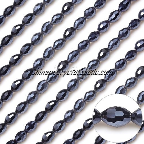 Chinese Barrel Shaped crystal beads,Gun Metal, 4X6MM, about 72 beads