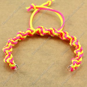 Pave Twist chain, nylon cord, neon fuchsia and neon yellow, wide : 7mm, length:14cm