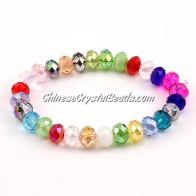 Crystal Bracelet, crystal rondelle 10mm, colour-mixture, sold individually. not the same at every turn