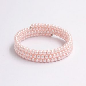 Memory Wire Bracelet, 4mm glass pearl beads, #011