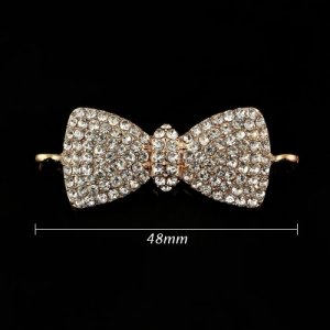 Pave bowknot accessories, 18x48mm, rose gold plated