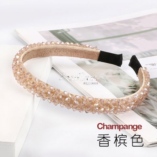 crystal beads tiara headband, champange, 1pc