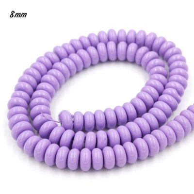 100Pcs 8x4mm Smooth Roundel Shape Glass Beads, rondelle glass beads strand, hole 1mm, Plum