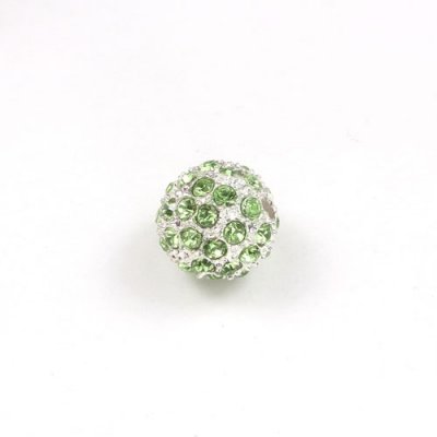 Alloy Crystal Rhinestone Disco Ball 12mm, silver green , 9pcs