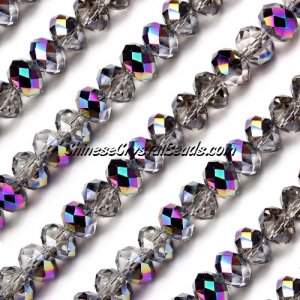 chinese crystal Rondelle bead Strand, 6x8mm, Half Rainbow, about 72 beads