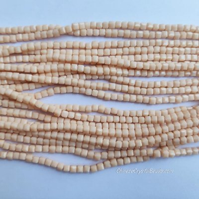 4mm Cube Crystal beads about 95Pcs, opaque Lt.peech