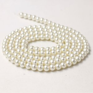 Glass Pearl Beads, Round, milk, different size for choice, Hole:Approx 1mm, Length:Approx 32 Inch