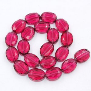 12x16mm Oval Faceted Crystal Beads, Opal fuchsia, 1pc