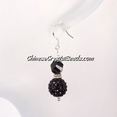 disco earring, Pave earring, #033, black, sold 1 pair