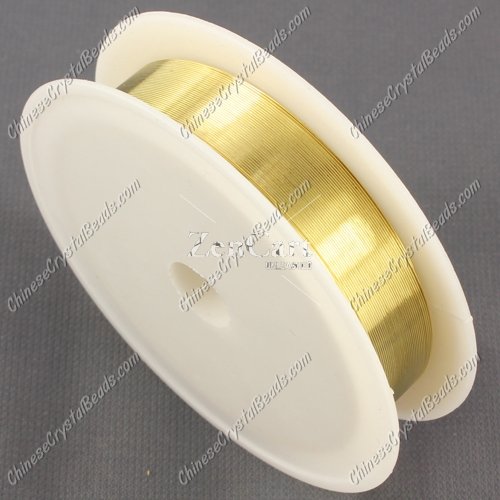 Wire, gold-finished copper, round, 0.3mm. Sold per 20 meter spool.