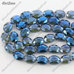 Chinese Crystal Faceted Oval Bead, 7x10x12mm, Magic Blue, 20 pcs per strand