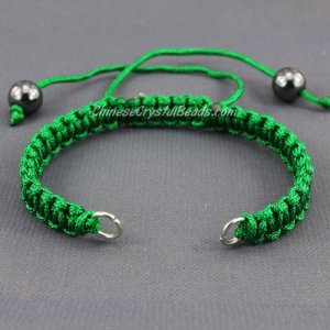 Pave chain, nylon cord, green, wide : 7mm, length:14cm