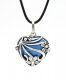 flower heart shape harmony ball necklace Mexican bola ball angel caller, antique silver plated brass, 1pc