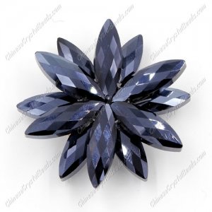 Beaded crystal flower, CCB Base, 45mm width, gunmetal, 1pcs