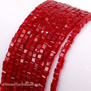 2x2mm cube crytsal beads, red 5, 180pcs