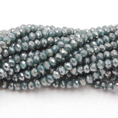 130Pcs 2.5x3.5mm Chinese Crystal Rondelle Beads, Opaque dark green light