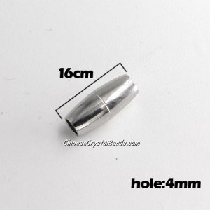 Oval Magnetic Clasps 6x16mm, platinum, half-drilled hole, hole:4mm, 1 pcs
