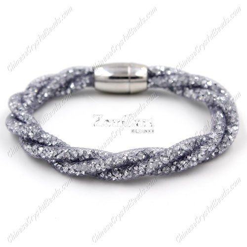 Mesh bracelet, 3 stand helix Stardust Mesh Bracelet, gray, Approx. Wide:10mm