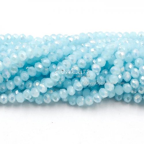 4x6mm med aqua jade litgh Chinese Crystal Rondelle Beads about 95 beads