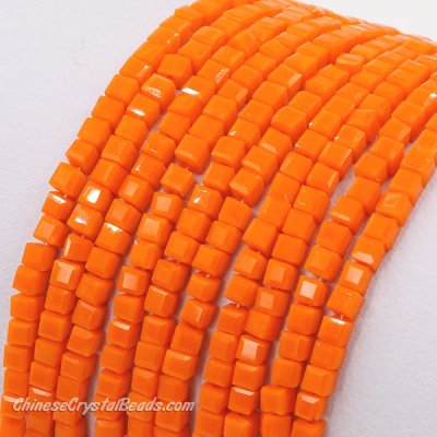2x2mm cube crytsal beads, opaque orange, 180pcs