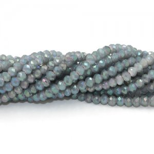 130Pcs 3x4mm Chinese Crystal Long Rondelle Strand, opaque sage green 2