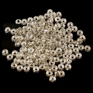 4mm Rondelle spacer , hole 0.8mm, Clear Crystal Rhinestone, 50 piece