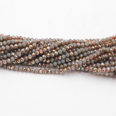 130 beads 3x4mm crystal rondelle beads opal gray half amber light
