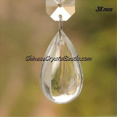 38x22mm Crystal beads Curtain drop Smooth surface pendant, Clear, hole: 1.5mm